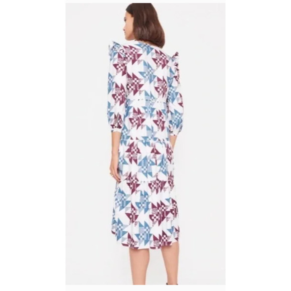 Rebecca minkoff Darcy Midi Dress Blue Quilt Size 4 - Picture 5 of 13